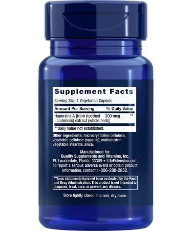 Buy Life Extension Huperzine A 200mcg - 60 Vegetarian Capsules for Cognitive Support - Buy Online on GoSupps.com
