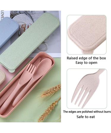 4 Sets Wheat Straw Portable Reusable Cutlery | Eco-Friendly Tableware for Travel, Picnic, Camping | Includes Spoon, Knife, Fork | Adult & Daily Use | 4 Colors - Buy Online on GoSupps.com