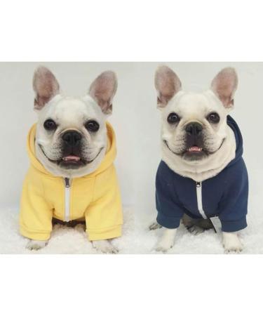 XXL Yellow Zipper Hooded Pet Clothes for Dogs & Cats | Cute & Warm French Bulldog & Pug Apparel - Buy Online on GoSupps.com