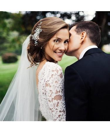 Wedding Hair Accessories Fanvoes Hair Pieces Comb for Brides Bridal-Silver Vintage Headpiece Clip Barrette Jewelry w/Handmade Flower Ivory Pearl Leaf Rhinestone Crystal for Women Girls Bridesmaid - Buy Online on GoSupps.com