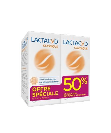 Lactacyd Classique Soin intime lavant pour une utilisation quotidienne - respecte l' quilibre naturel de la zone intime - lot de 2x 400 ml - 2 me -50% Frais 400 ml (Lot de 2)