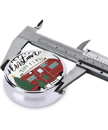 Farmhouse Christmas Mini Round Pill Box - 3 Compartment Travel Organizer for Home & Office | Portable Pill Case - Buy Online on GoSupps.com
