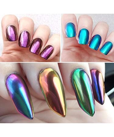4-Piece Chameleon Mirror Powder Set for Gel Nails | Chrome Metallic Glitter Dust - Nail Decoration Accessories & Manicure Tool - Buy Online on GoSupps.com