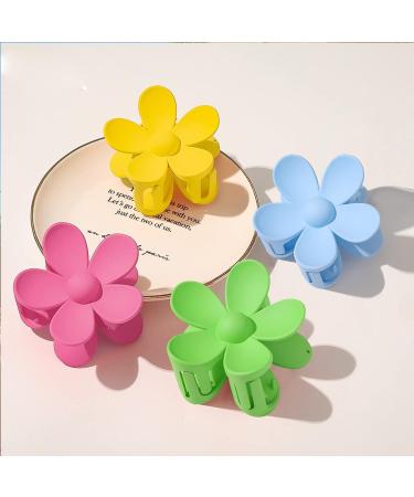 6 Large Flower Hair Clips for Women - Slipproof Matt Claws in 6 Colors - Perfect Plastic Hair Clamps for All Hairstyles - Buy Online on GoSupps.com