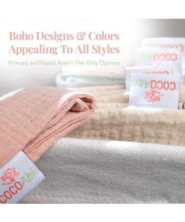 COCOAbi 100% Muslin Baby Washcloth Set in Boho Dreams | 5pc Toddler Washcloth Set | Boho Colors | Soft 9x9 Bath Cloths - Buy Online on GoSupps.com