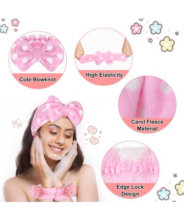 Shintop 6 Pcs Face Wash Headband and Wristband Set - Spa Headband & Absorbent Wrist Towels for Face Washing, Skincare, and Makeup - Pink+Light Blue - Buy Online on GoSupps.com