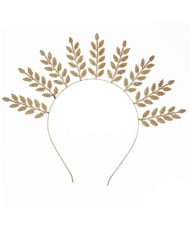 Beaupretty Bridal Headpiece Mary Headband Goddess Zip Tie Spiked Leaf Halloween Costume Hair Band Greek Goddess Headpiece Hair Accessories Golden Rhinestone Headpiece