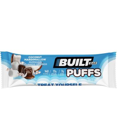 Built Bar 12 Pack High Protein and Energy Puffs- Low Carb Low Calorie Low Sugar- Delicious Healthy Snack - Gluten Free (12-Pack Coconut Marshmallow) Coconut Marshmallow 12-Pack - Buy Online on GoSupps.com