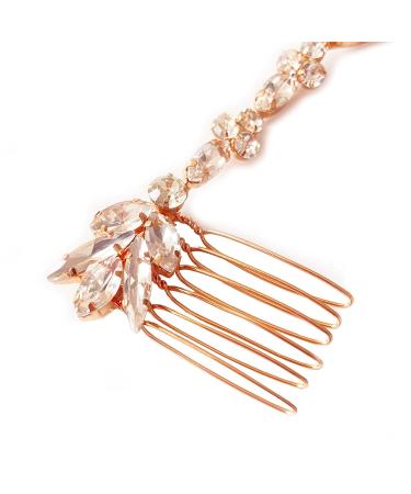 Handmade Bridal Hair Jewelry | Crystal Leaves Hair Band for Weddings Anniversaries & Valentine's Day - Rose Gold - Buy Online on GoSupps.com