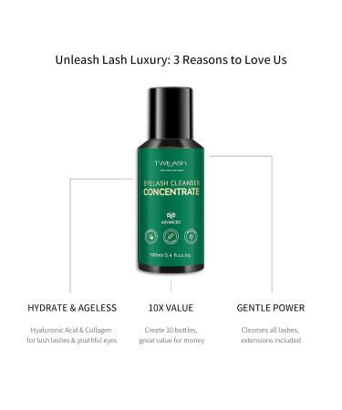 Eyelash Cleanser Concentrate 100ml - Professional Unscented Foaming Lash Shampoo for Extensions | Premium 20.5oz Salon & Home Care Solution - Buy Online on GoSupps.com