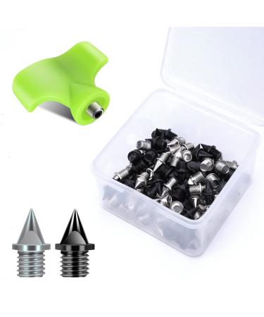 Lejof Carbon Steel Track Spikes 56 Pcs 1/4 Inch Lighter Weight Spikes for Track 0.45 Grams Replacement Spikes for Track and Field Sprinting or Cross Country black+silver