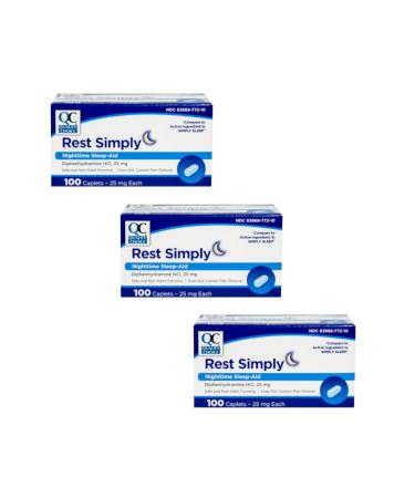 Quality Choice Rest Simply Nighttime Sleep Aid Caplets 100 Ct - Pack of 3