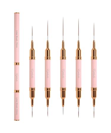 Nail Art Brushes, 5PCS Double-Ended Nail Art Liner Brushes Striping Liner Brush Nail Design Brushes for Long Lines,Tiny Details,Fine Drawing Nail Brushes for Nail Art,Sizes 5/7/9/10/11/15/20/22/25/30 Light pink