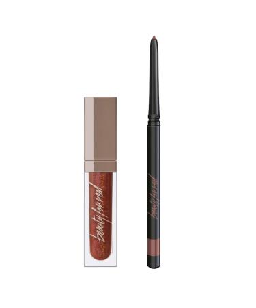 Beauty For Real Lip Kit Love Your So - Lip Gloss + Shine (Rebel Rebel) & D-Fine Lip Pencil (Neutral Deep) - Non-Sticky Plumping & Hydrating Gloss and Complementary Long-Wear Lip Liner Love you So