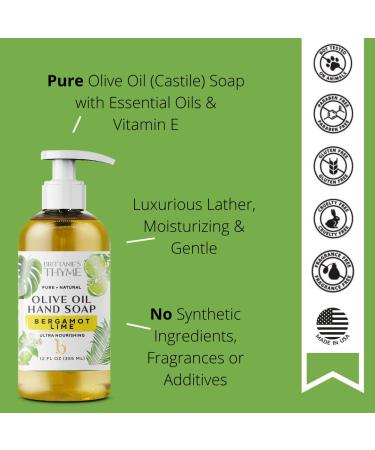 Organic Natural Hand Soap â€“ 16 oz Bergamot & Lime | Moisturizing Vegan Castile Soap with Olive Oil & Essential Oils | Gluten & Cruelty Free - Buy Online on GoSupps.com