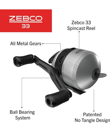 Zebco 33 Spincast Fishing Reel | Anti-Reverse, Bite Alert, Dial-Adjustable Drag | All-Metal Gears, Lightweight Graphite Frame | Silver/Black - Buy Online on GoSupps.com