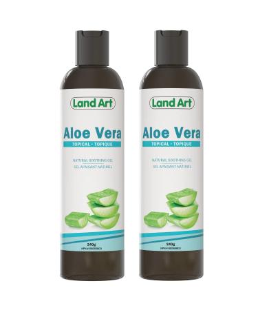 Aloe Vera Topical Gel Sunburn Relief - Soothing Moisturizer After Sun - for Face Body Hair - Made from 100% Pure Organic Cold Pressed Aloe Vera Gel For Face - with Vitamin C - Made in Canada (240 g (Pack of 2)