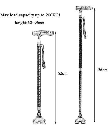 Walking Stick- Ergonomic Handle Adjustable Height Bronze Canes with LED Light for Men Women Arthritis Seniors Disabled Elderly Crutches Load 200kg Surprise Gift - Buy Online on GoSupps.com
