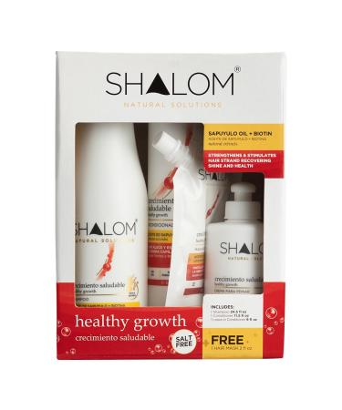 SHALOM Healthy Growth Complete Kit with Sapuyulo Oil & Biotin Shampoo 24.5 fl oz Conditioner 11.5 fl oz Hair Mask 2 fl oz Leave in Conditioner 9 fl oz Salt Free Sulfate Free Paraben Free