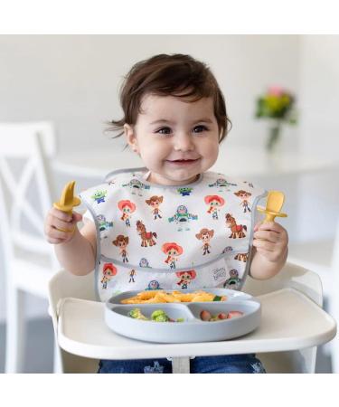Vicloon Baby Fork and Spoon Set - 4Pcs Silicone Self Feeding Utensil for Easy Grip | Toddler Cutlery Kit for Infant & Children | First Led Training & Weaning Spoons - Apricot Yellow - Buy Online on GoSupps.com