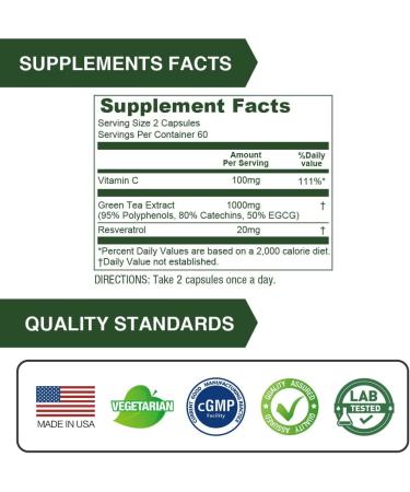 Lovita Green Tea Extract 1000mg (120 Count) - Buy Online on GoSupps.com