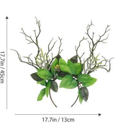 Ciieeo Handmade Green Branch Crown Antler Hair Band Woodland Flower Handband Antler Headpiece for Women Cosplay Halloween Party - Buy Online on GoSupps.com