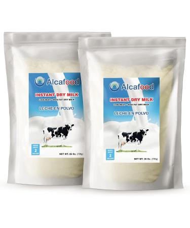 Alcafood Premium 26 oz Non-Fat Instant Dry Milk Powder - Pack of 2 | Easy to Prepare, Just Add Water | Delicious Taste, Resealable Packaging | 1.62 lb - Buy Online on GoSupps.com