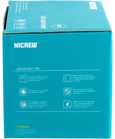Nicrew Ultra-Quiet Aquarium Air Pump (Up to 100L) - Adjustable Flow 35 dB Includes Hose & Check Valve Energy-Efficient 1.7W - Buy Online on GoSupps.com