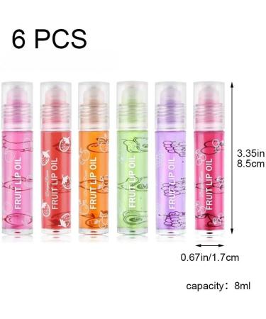 Ericetion Set of 6 moisturizing lip oils lip oil fruit flavor for dry lips long-lasting illuminating lip balm moisturizing clear lip gloss - Buy Online on GoSupps.com