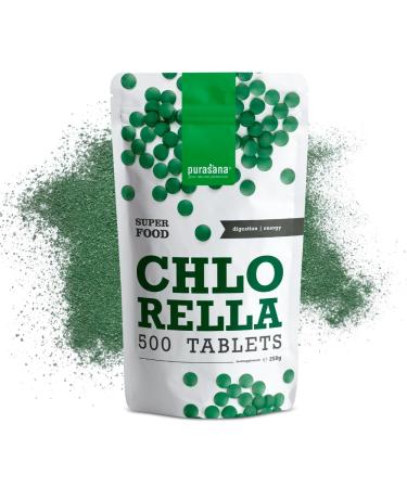Purasana Pure Organic Chlorella 500 Tablets Up to 1500 mg per Dose. Broken Cell Wall. Natural Satiety. Detox. Vegan Proteins Organic Chlorophyll. Energy and Vitality
