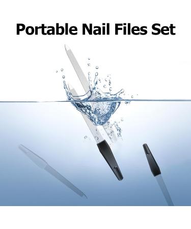 Professional 8-Piece Metal Nail File Set with Leather Covers - Coarse and Fine Double-Sided Tools for Manicure and Pedicure - Ideal for Thick Natural Nails - 15 PCS - Buy Online on GoSupps.com