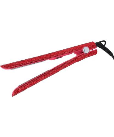 Professional 2-in-1 Hair Straightener & Curler - Red Rhinestone Flat Iron Adjustable Temperature Auto Shut Off US Plug 110V - International Shipping Available - Buy Online on GoSupps.com
