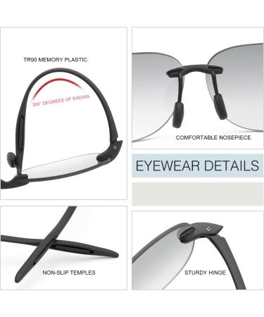 Buy Miryea Borderless Bifocal Reading Glasses - UV400 Protection Sunglasses for Men & Women | Classic Vintage Style in Black & Brown | 2 Pairs 2.5x - Buy Online on GoSupps.com