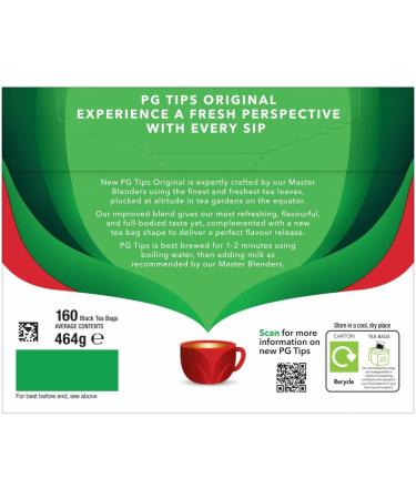 P.G. Tips Original 160 Black Tea Bags - Full-bodied Taste, Refreshing Flavor | 60 Second Brew Time - Buy Online on GoSupps.com