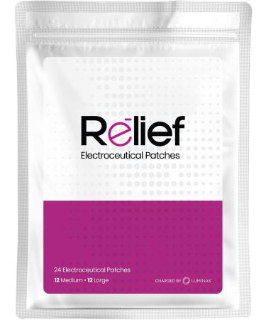 Relief Patches Charged by LUMINAS, Fast Acting and Long Lasting, 24 Pack (White, Gentle Adhesive)
