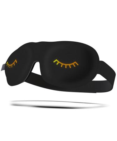 SMUG 100% Blackout Sleep Mask | Eyelash Friendly Eye Mask | Travel Sleep Cover for Men & Women | Contoured Design for Deep Sleeping | Adjustable Straps | Sleeping Mask Blindfold | Black Wink