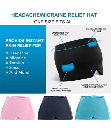 Gel Ice Headache & Migraine Relief Hat Cold Therapy Headache Relief Cap Stretchabl Snug Migrain Ice Head Wrap Mask for Puffy Eyes Tension Sinus and Stress Relief (One Size Blue) One Size Blue - Buy Online on GoSupps.com