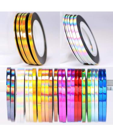 36 pcs 1mm 2mm 3mm Popular Nail Striping Tape Line For Nails Decorations Diy Nail Art Self-Adhesive Decal Tools Holographic
