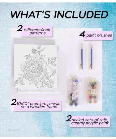 CRAFTBARN - 2 Framed Paint by Numbers for Adults - Violets & Rose | 10x10 Canvas Painting Kit for Women - Buy Online on GoSupps.com