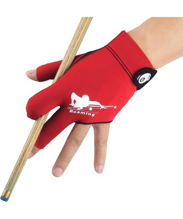 Roaming Quick-Dry Breathable Billiard Pool Gloves - Red - Left Hand