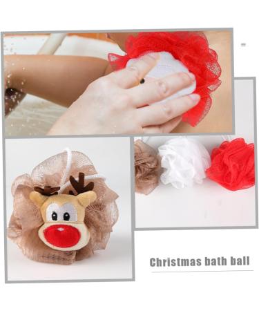 FOMIYES 4pcs Christmas Loofah Sponge Set | Santa Claus Back Scrubber & Skin Exfoliating Bath Flowers - Perfect for Holiday Gifts - Buy Online on GoSupps.com
