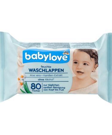 babylove wet washcloths 1 x 80 pieces Aloe Vera 80 pieces (1 pack)
