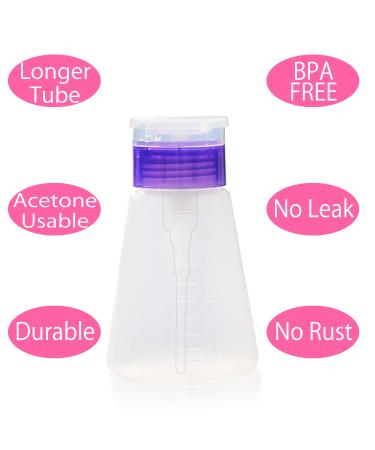 2 Pack Acetone Lockable Alcohol Pump Dispensers 180ml - Easy One-Touch Dispensing for Nail Polish, Makeup Remover, Toner - Empty Bottles - Buy Online on GoSupps.com