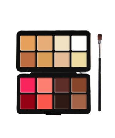 16 Colors Blush Palette, Color Concealer, Color Corrector Cream, Matte Finish, Long Lasting Face Contour Illuminator with Brush