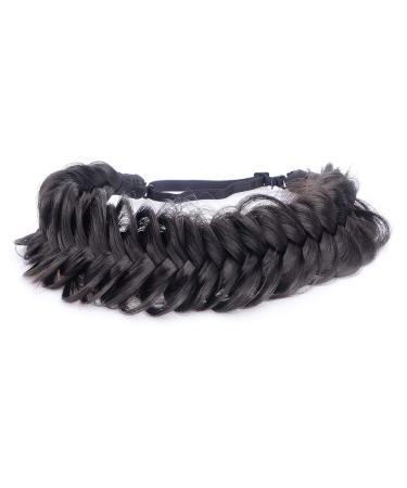 BOBIYA Messy Wide 2 Strands Synthetic Natural Black Braided Headband - Elastic Stretch Hair Accessory for Women and Girls - Buy Online on GoSupps.com