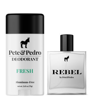Pete & Pedro FRESH Deodorant 2.65 oz & REBEL Eau de Parfum 3.4 oz Combo - Natural Aluminum-Free Deodorant for Long-Lasting Freshness | Bold Citrus & Woody Fragrance for a Lasting Impression