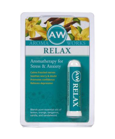 AromaWorks Relax Aromatherapy Nasal Inhaler All-Natural Boost to Mental Focus and Stamina for Adults Teens and Children - 1 Pack Relax 1 Piece