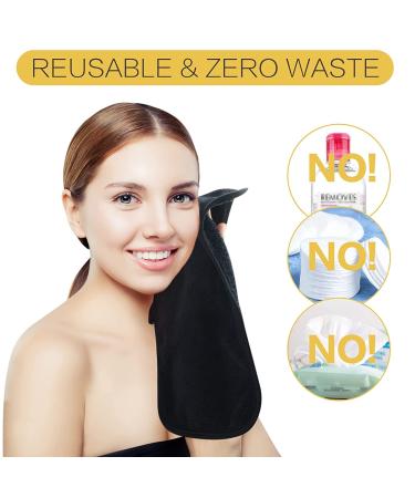 Kinhwa 6-Pack Microfiber Make-up Remover Washcloths - Soft Absorbent Reusable Towels for Luxurious Facial Cleaning (Black 15x30cm) - Buy Online on GoSupps.com