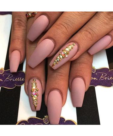 Brishow Long Nails Pink Artificial Nails Press on Nails with Rhinestones Artificial Nails 24pcs for Women and Girls - Buy Online on GoSupps.com