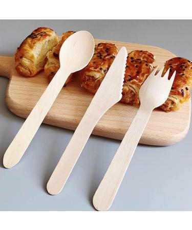 Disposable Wooden Utensils Biodegradable Compostable Cutlery Sets Alternative to Plastic Cutlery 50 Forks 50 Spoons 50 Knives - Buy Online on GoSupps.com